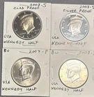 2007 P D S S Kennedy Half Dollar Lot 90% Silver/Clad Proof BU PDSS 4 COINS 0.900