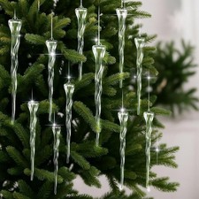 Pinkunn 15 Pcs Clear Icicle Christmas Tree Ornaments 3 Sizes Twisted Clear...