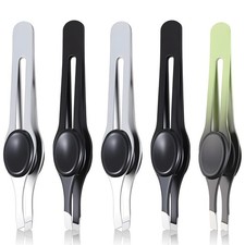 5Pcs Slant Tip Tweezers for Women Facial Hair Ingrown Eyebrow Non...