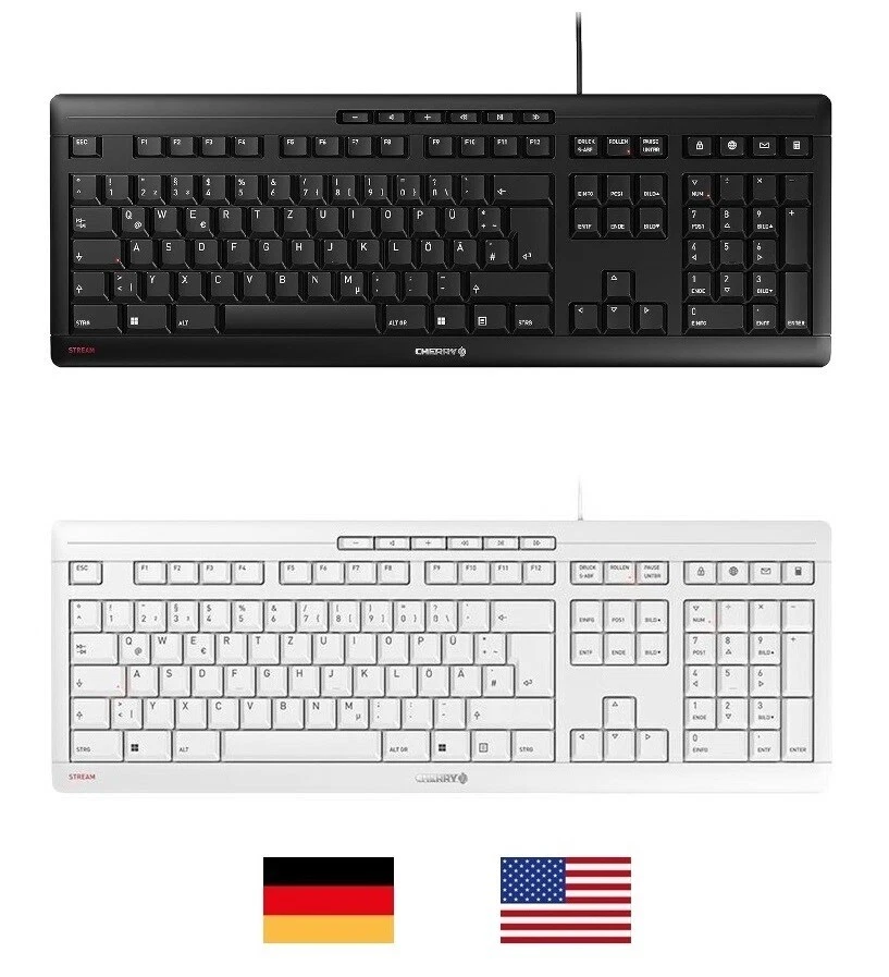 CHERRY STREAM Keyboard PC Tastatur USB abriebfest ergonomisch LED Tasten Büro - Bild 2 von 2