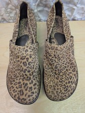Born Peggy leopard print clog wedge slip on leather shoes women's 10M EU 42
