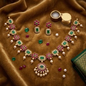Authentic Gold-plated Multicolor Jewel Set (Pack of 1)