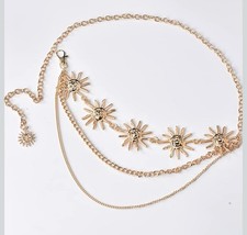 Sun Waist Chain Multilayer Belt for Women Gold Body Multi Layered Belly Chain