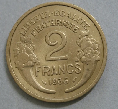 (FR1) FRANCE - 2 Francs 1935 Morlon rare et joli, Bronze -Aluminium DVGM-130-4 - Photo 1/2