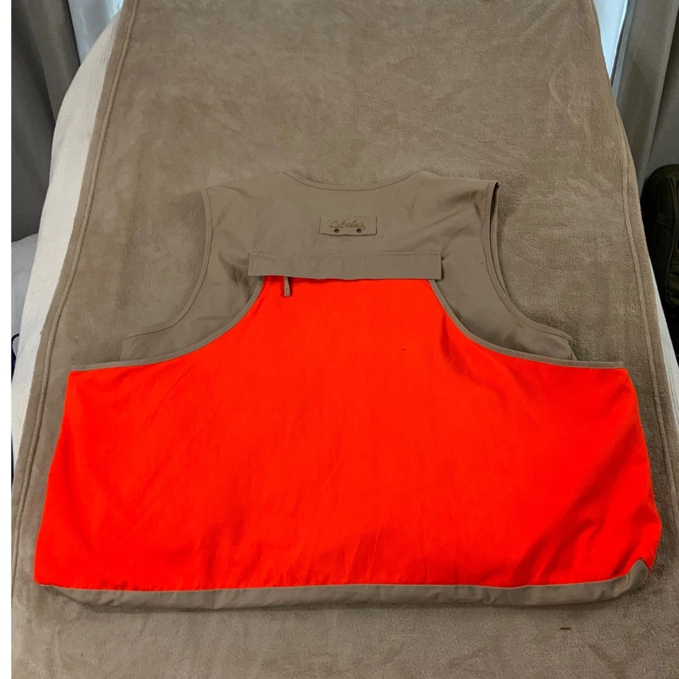 Vintage Cabela's Canvas Vest Men 2XL Beige Orange Tactical Hunting Field Vest - Image 2 of 4