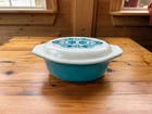 Vintage Pyrex “Horizon Blue” Oval Casserole Dish with Original Lid — #043 1.5 Qt