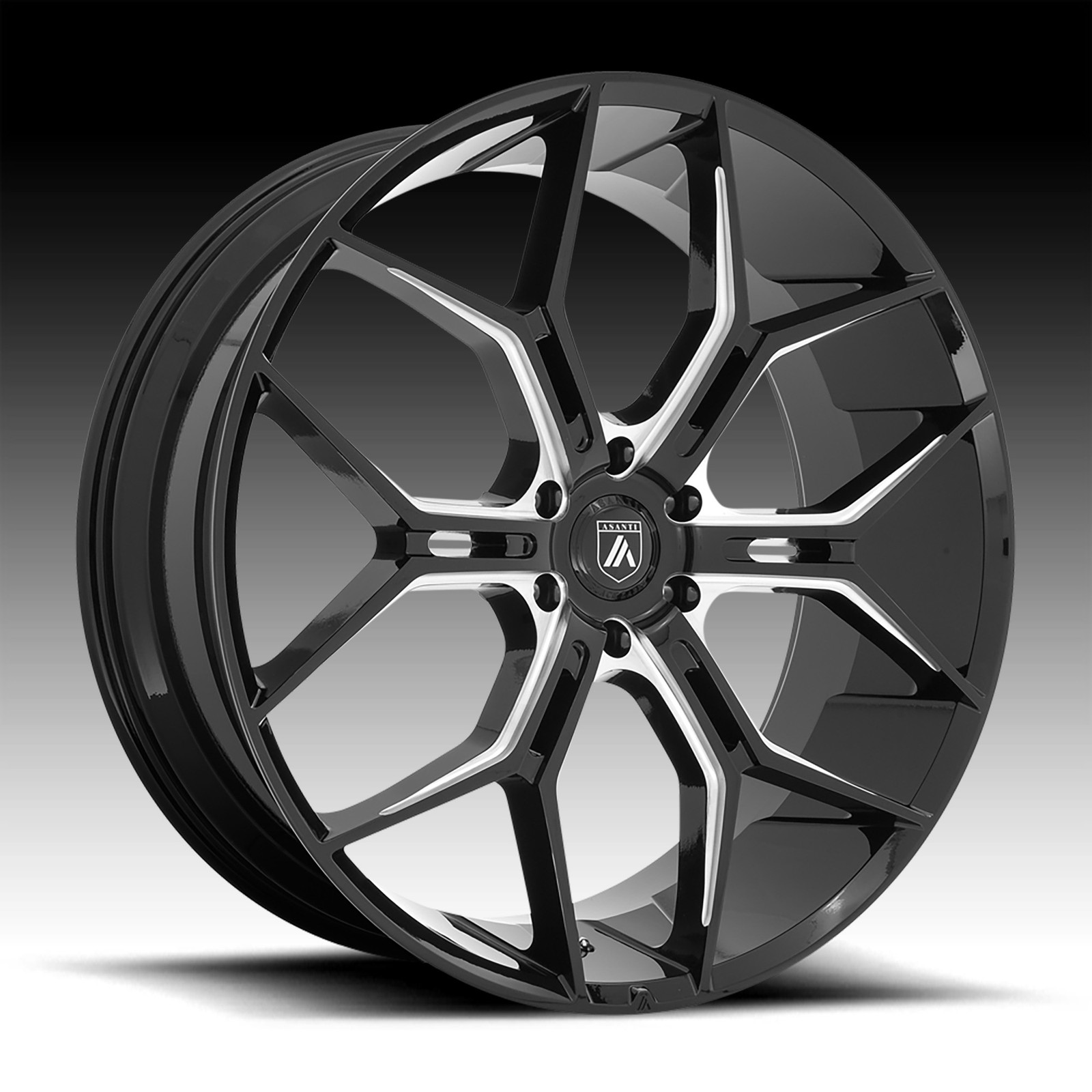 Image of 4/Asanti Black Label ABL38 Monarch Truck Gloss Black Milled 22x9.5 6x5.5 20mm