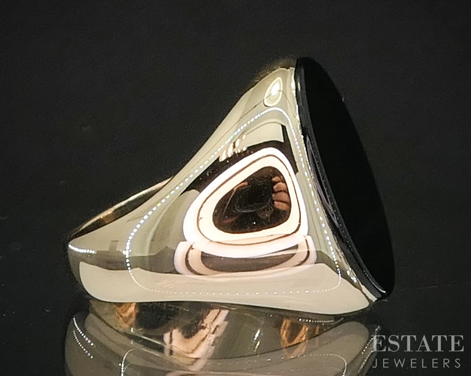 Anillo clásico de oro amarillo de 14k Tiffany & Co. de ónix negro para hombre 15,6 g i20476 Foto 4 de 4