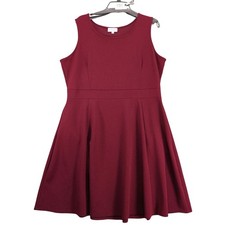 Molly & Isadora Burgundy Textured Knit Sleeveless Midi Dress Size 2XL Pockets