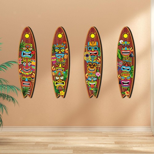 4 Stück Surfbrett-Wanddekoration aus Holz für Partygeschenke im - Bild 2 von 7
