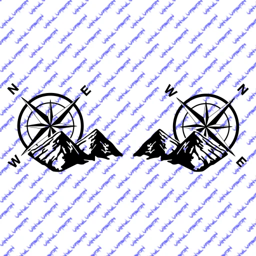 2x Door Mountains Compass for Jeep Wrangler JK TJ YJ Vinyl Decal Sticker Foto 2 de 3
