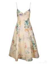 Zimmermann Illuminate Linen Midi Dress Size AU2 US8