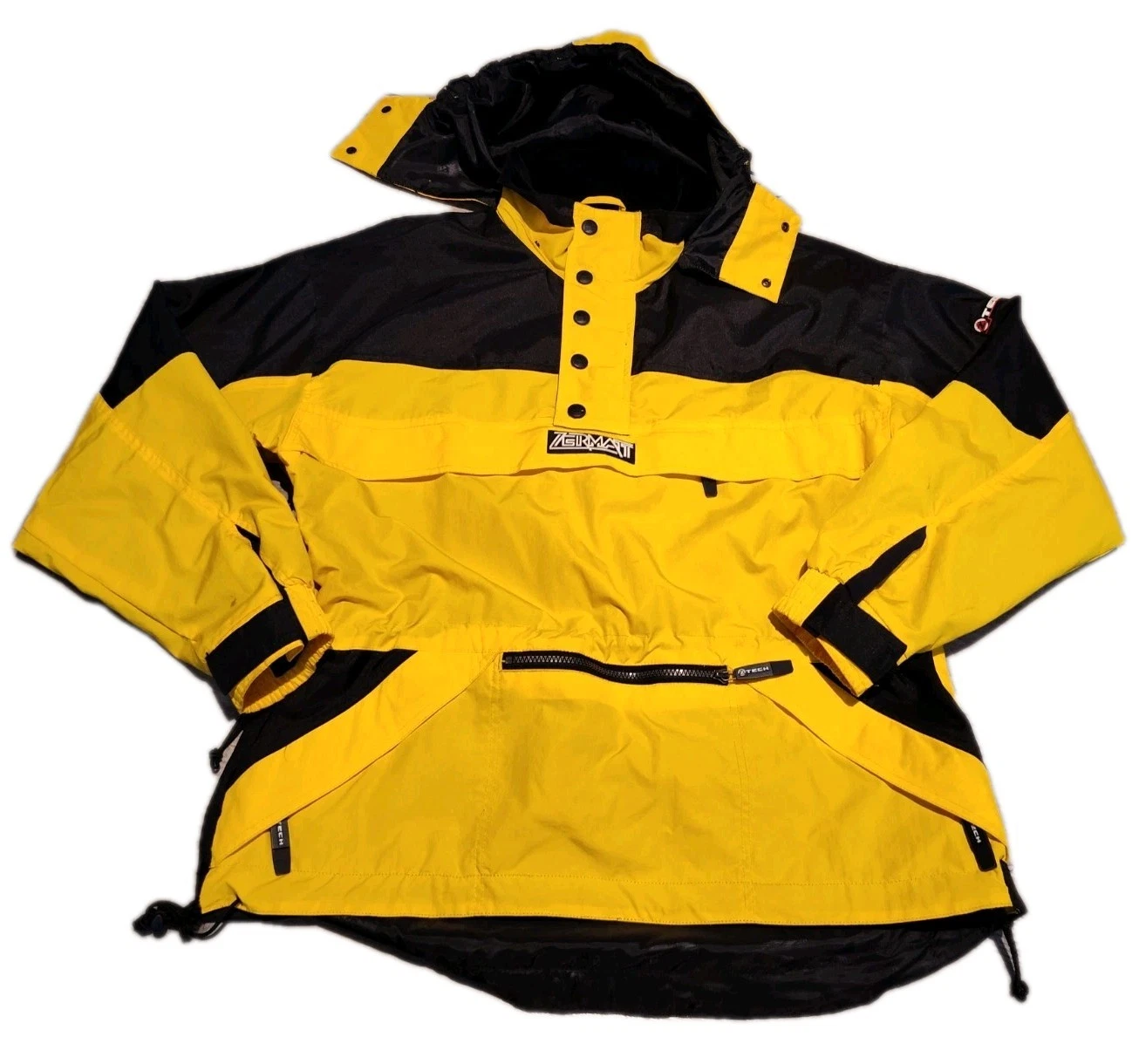 Vintage Zermatt 90s Yellow Half Zip Pullover Ski Jacket Mens Size M Pockets Hood