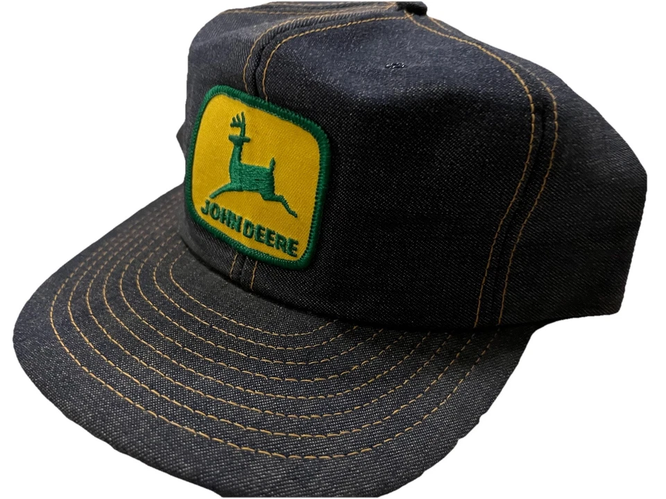  De colección Años 80 John Deere Denim Camionero Sombrero Parche Granja EE. UU. Jean Malla Snapback Gorra Foto 2 de 4