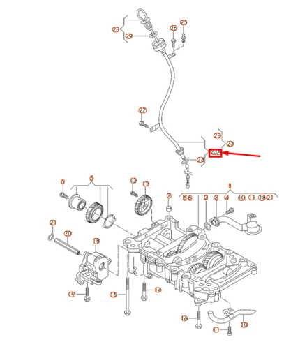 NEW AUDI Q3 8U DIPSTICK PIPE 03L103634M GENUINE - Picture 1 of 5