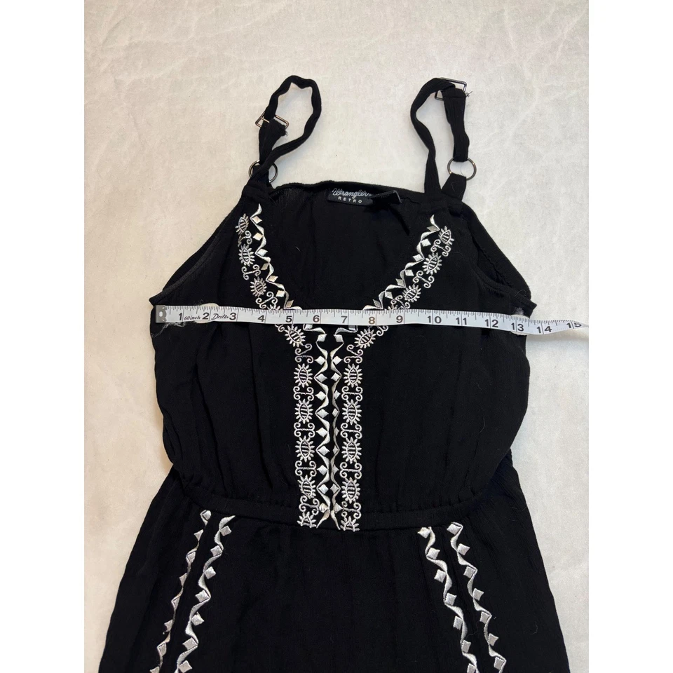 Maxi Vestido Wrangler Retro Negro Bordado Correas de Espagueti Cuello en V Talla L G Foto 2 de 4