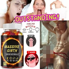#1 BEST-MALE ENLARGER THICKER LONGER BIGGER 4" GROWTH ENLARGEMENT 60 GUMMIES