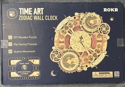 Sealed ROKR ''Time Art'' Zodiac Wall Clock DIY 3D wooden puzzle kit