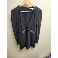 Diane von Furstenberg DVF Black Long Sleeve Cutout Romper Womens Size 6