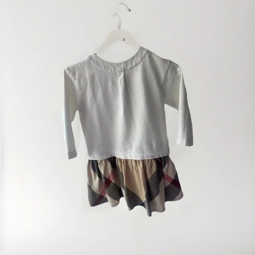 Abito Burberry bambino bambina bianco beige nova check cotone misura 18m 81cm