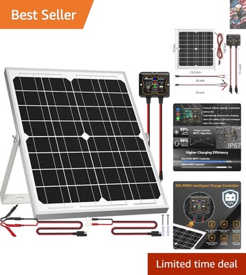 Versatile Solar Panel Kit: 20W 12V Charger with Smart Features & Easy Install