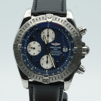Breitling Chronomat Evolution A13356 Bezel Blue Top Condition Papers