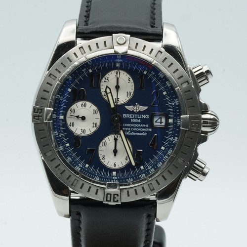 Breitling Chronomat Evolution A13356 Lunetta Blu Ottimo Stato Documenti