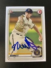 Nick Bennett Signed 2020 Bowman Card Milwaukee Brewers Autograph COA