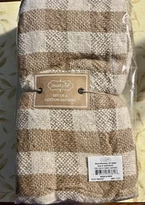 Mud Pie Tan Buffalo Check Country 18" Cotton Cloth Set of 4 Napkins New