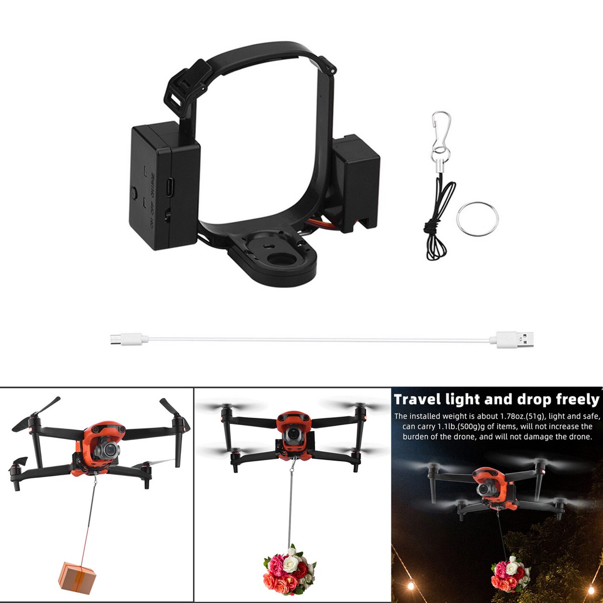 Remote Control Thrower Airdrop System Delivery Device for AUTEL EVO  II/EVOII Pro