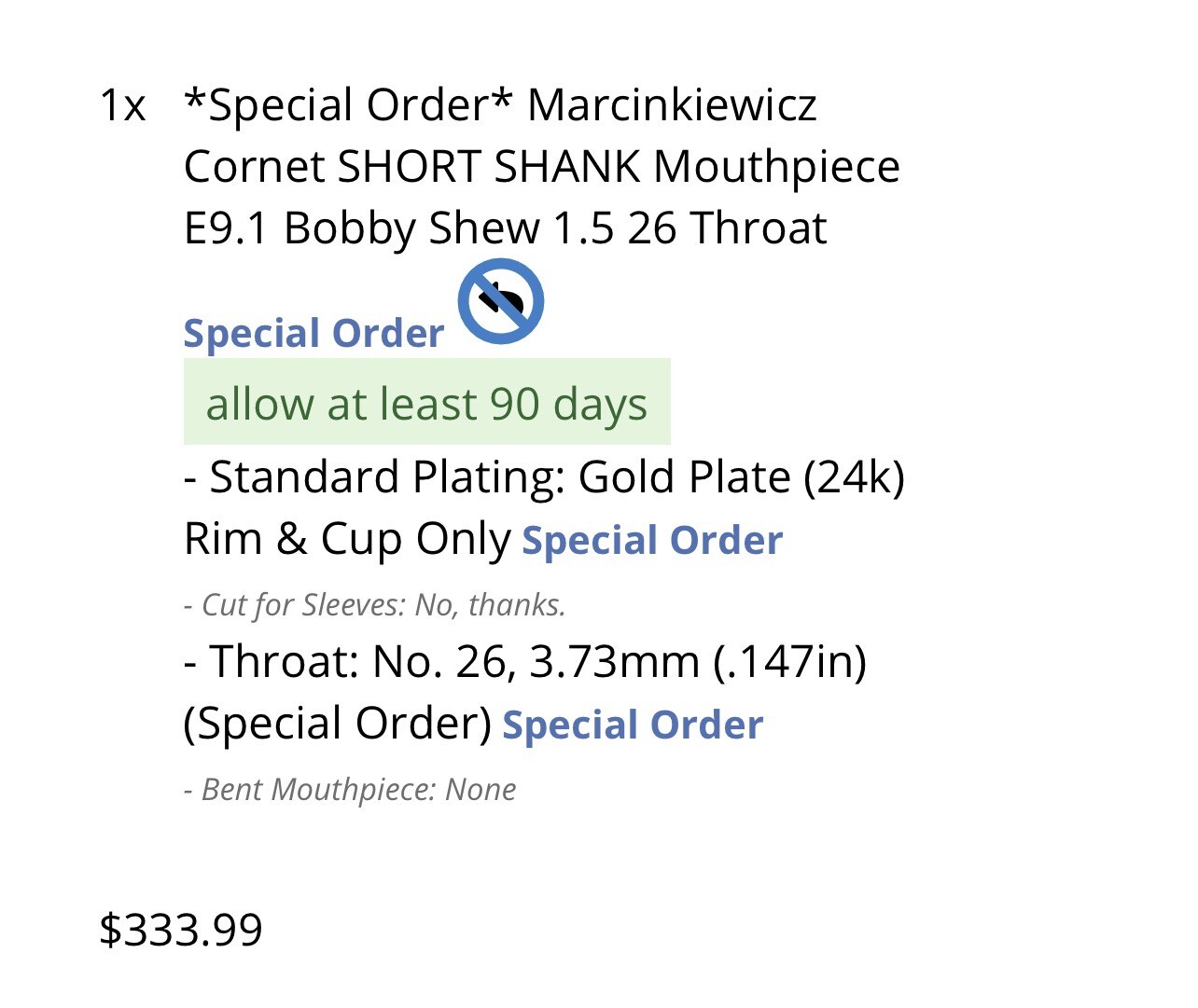 Marcinkiewicz Bobby Shew mouthpiece Short Shank One Of A Kind