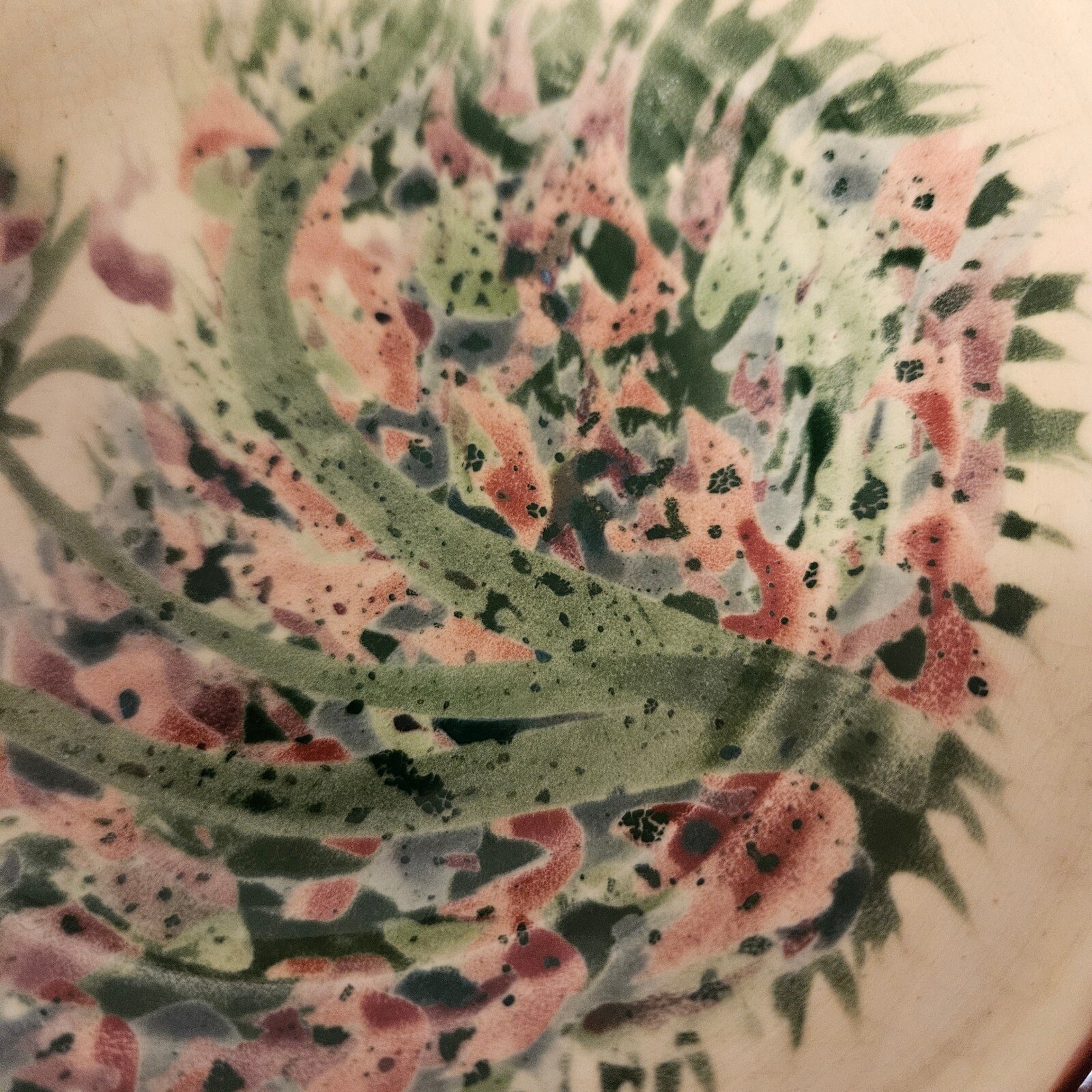 Handpainted Signed Pottery Floral Spoon Rest Sponge Holder Kitchen