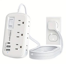 surge protector power strip flat plug
