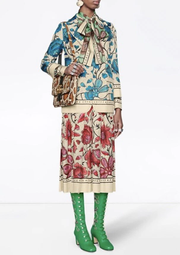 ORIGINALE GUCCI GIACCA FIORE ACQUERELLO SETA 44 NUOVA