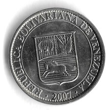 2007 Venezuela 25 Centimos World Coin - Y# 91