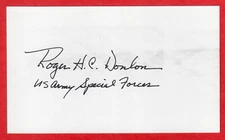 ROGER H.C. DONLON Signed Index Card - Medal of Honor MOH Autograph