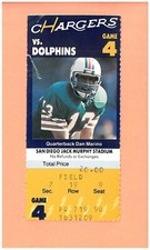 Leslie O'Neal 1st NFL game 9-7-1986 ticket San Diego Chargers vs Miami Dolphins