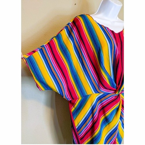 Striped Kaftan Blouse Cover Up Cha Cha Vente Women Size M Pull-on Tunic Beach - Picture 7 of 10
