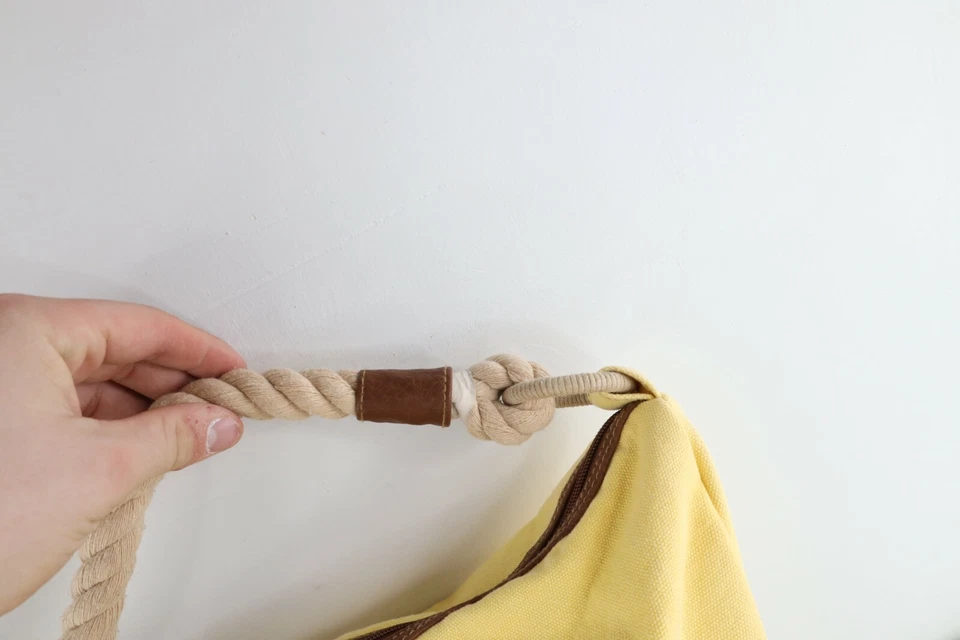 Vintage 90s Levis Spell Out Roped Canvas Floral Hobo Handbag Purse Tote Yellow - Image 3 of 4