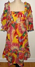 Frm Rio Colorful Toucans Scalops Midi Dress size S M ($255) NWT Anthropologie