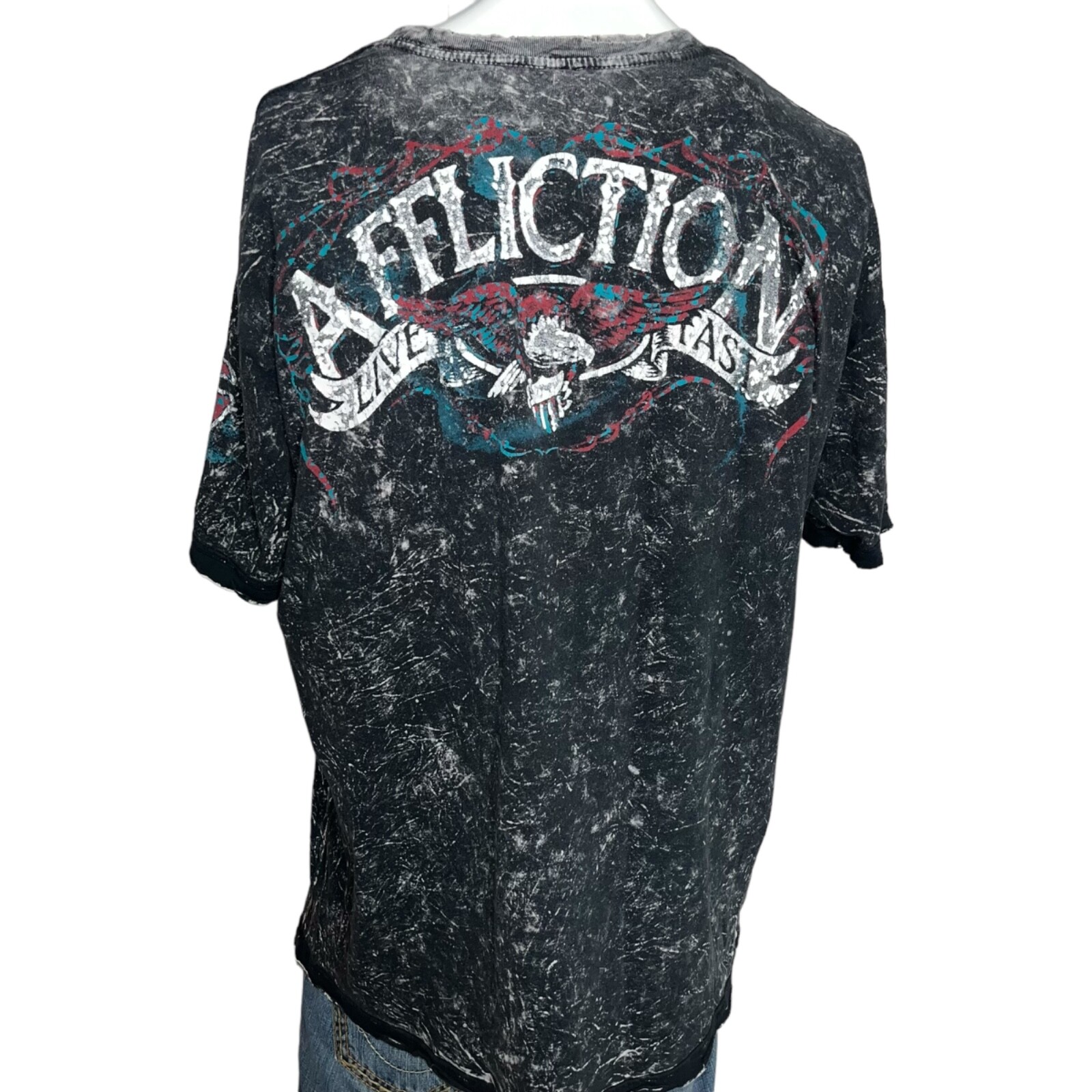 Affliction Reversible Double Sided Black Gray Mot… - image 2