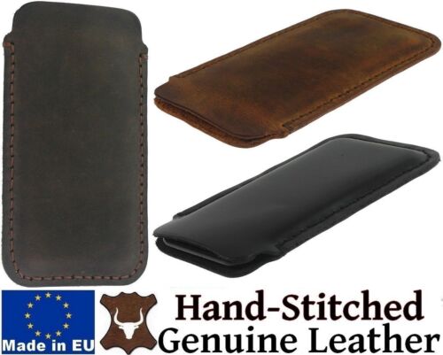 HAND SEWN NICE DURABLE GENUINE LEATHER CASE COVER SLEEVE POUCH FOR MOBILE PHONES - Afbeelding 1 van 12