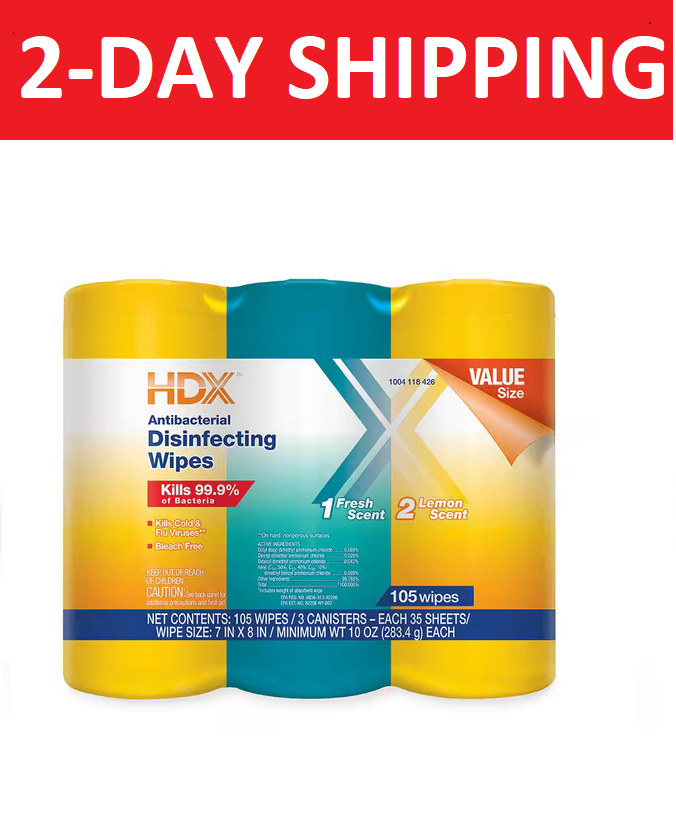35-Count Fresh Scent and Lemon Scent Disinfecting Wipes (3-Pack)