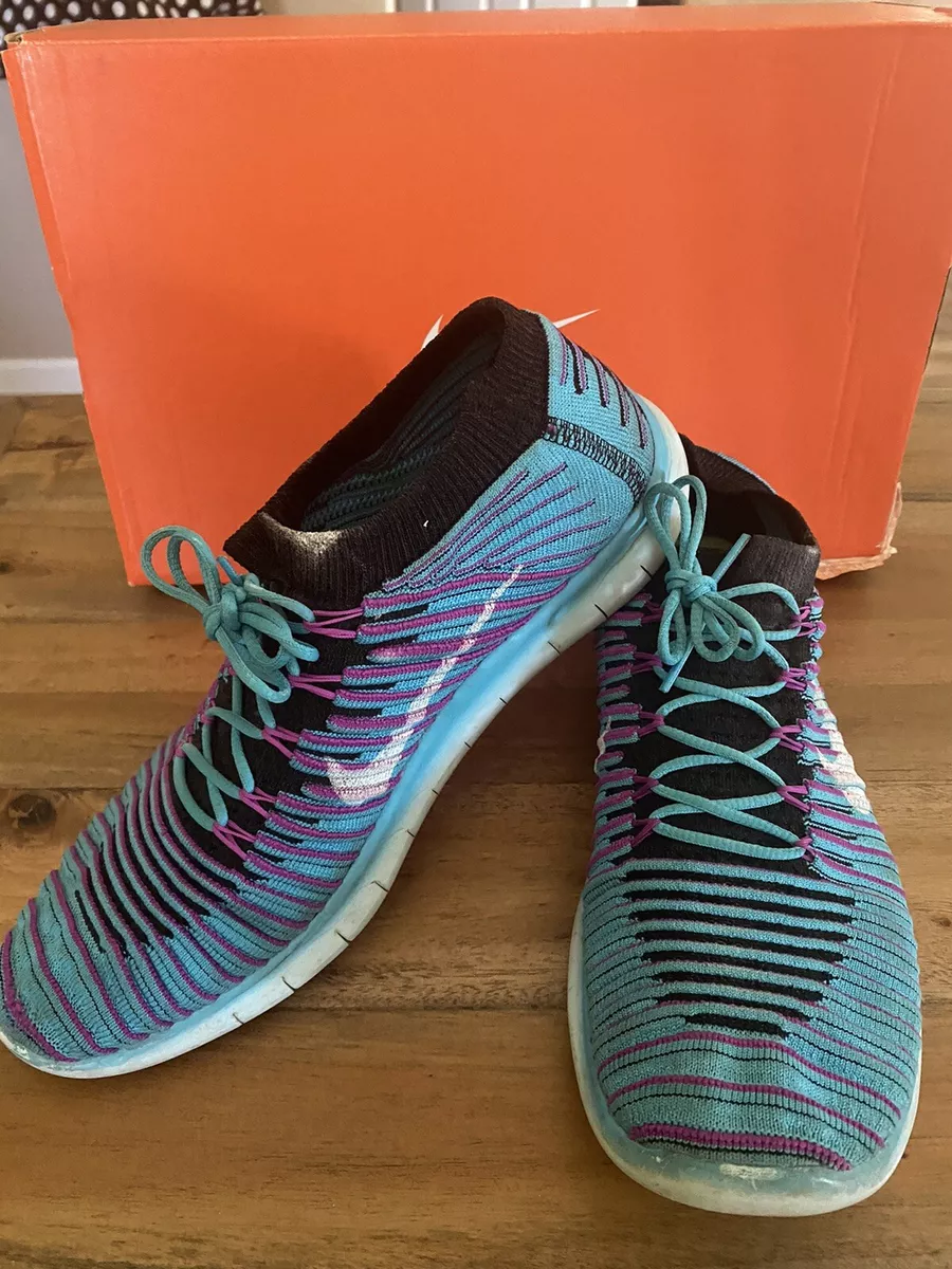 Nike Free RN Motion Flyknit Running Shoes Blue Purple 834585 401 Womens Size 10