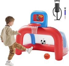 Porta Gonfiabile PVC Da Calcio Basket Gioco Per Interno Esterno Bambini 1+