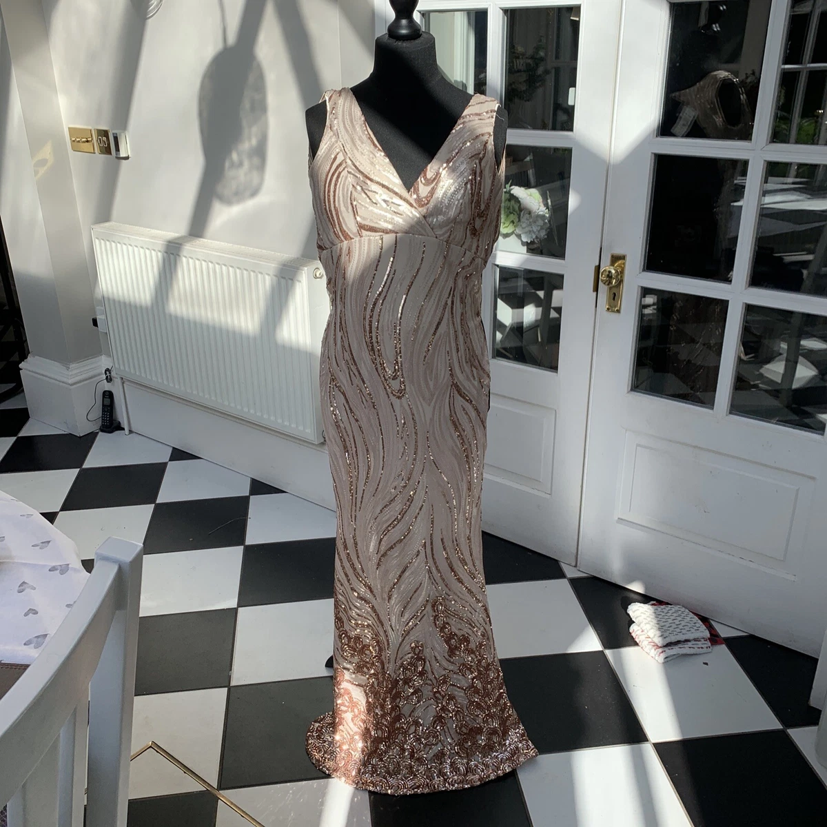 Quiz gold hotsell maxi dress