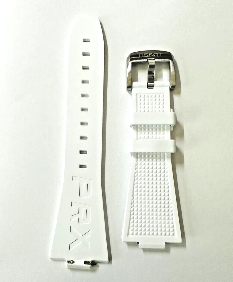 Original Tissot PRX For Case-Back # T137407A White Rubber Watch Band Strap &Pins - Image 2 of 3