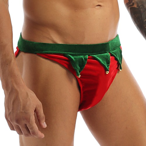 Men's Velvet Christmas Panties Costume Low Rise Briefs Underwear Fancy Bottoms - Picture 10 of 22