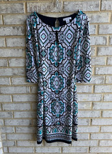 Liz Claiborne 3/4 Sleeve Belted Shift Dress Women's Size L