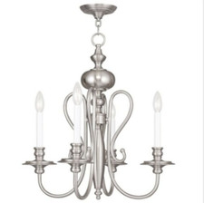 Livex Lighting 5164-91 Caldwell - 4 Light Chandelier  Brushed Nickel Finish